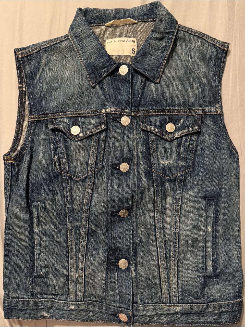 Rag & Bone / JEAN - Denim Distressed Vest Mender Wash - Size Small